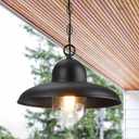 Outdoor Pendant Lights for Porch 12", Outdoor Farmhouse Hanging Light Fixture with Adjustable Chain and Bubble Glass, Black Rustic Exterior Pendant Light for Front Door, Gazebo, Entryway, Patio