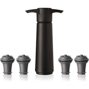 Vacu Vin Original  Saver with 4 Vacuum Bottle Stoppers Black  Preserver Pump for Red or White Manual Air Remover System Airtight Seal Keep  Fresh Longer