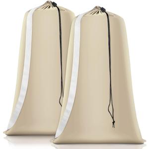 Heavy Duty Laundry Bag 2 Pack XL Nylon Laundry Bags with Straps, Washable Large Dirty Clothes Organizer with Drawstring Closure, Travel Washing Bag Fit a Laundry Hamper or Basket (Beige)
