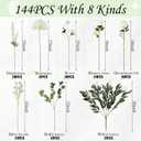 Suncalla 144 Pcs White Artificial Flower Bouquet Set 8 Kind with Long Stem