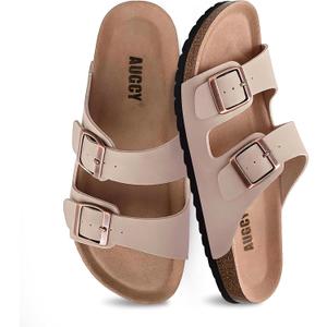 Womens Sandal Cork Footbed Slide, Arch Support Slides for Women with Adjustable Buckle, Comfortable Summer Beach Outdoor Sandals 36