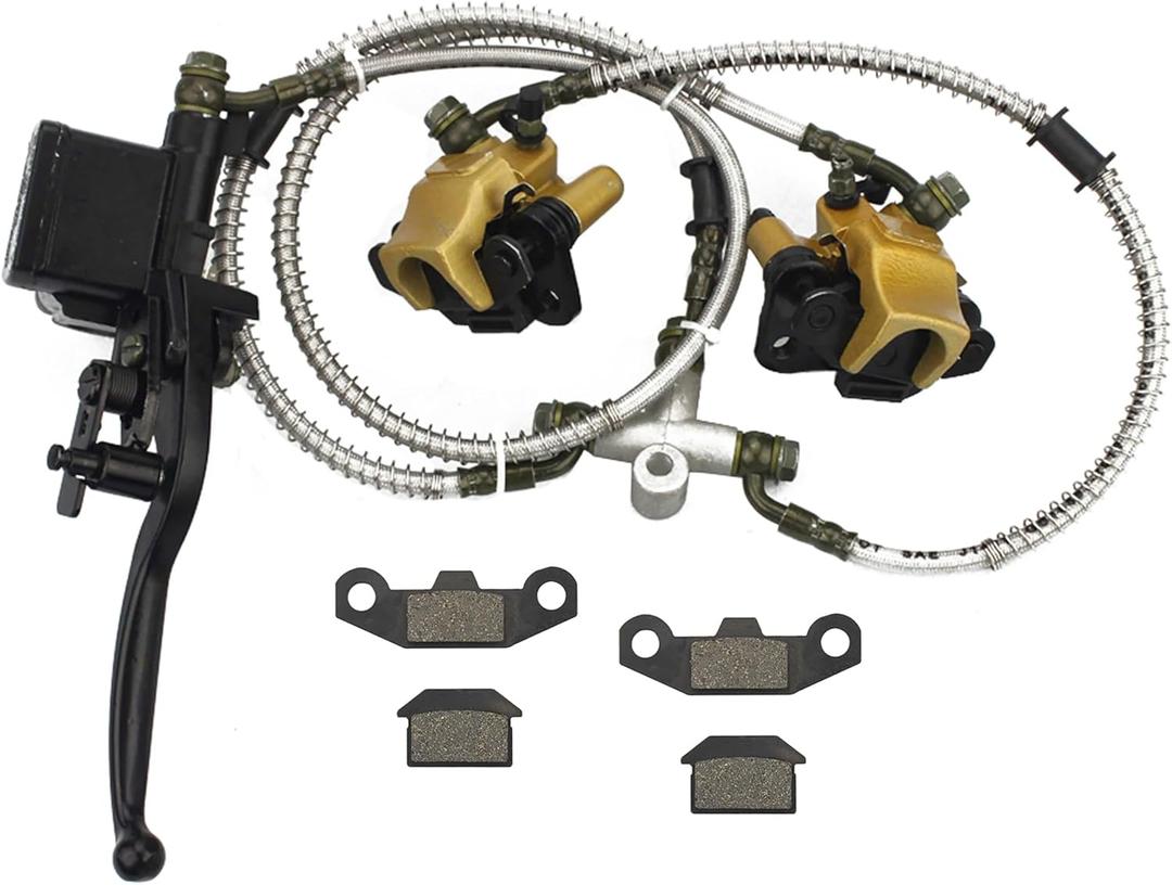 GOOFIT Front Disc Brake Master Cylinder Hydrualic Caliper Assembly with Disc Brake Pad Replacement for Chinese 50cc 70cc 90cc 110cc 125cc ATV Quad