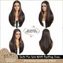 13x6 Synthetic Lace Front Wigs For Black Women Highlight Brown Mix Black Wigs 26 Inch Long Layered Straight Wigs For Women 100% Futura Premium Wigs With Bangs Beginner Friendly Daily Party Use