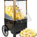 Nostalgia Vintage Hot-Air Popcorn Maker Machine - Makes Up to 12 Cups - Oil-Free - Healthier Popcorn - Classic Stand-Up Cart With Wheels - Includes Kernel Measuring Cup - Black