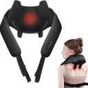 Neck Massager with Heat - Cordless Shiatsu Neck and Back Massager for Pain Relief Deep Tissue, Rechargeable 6D Kneading Brushless Motor Shoulder Massage Gifts for Women Men Home Office Car Christmas (Black)