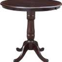 International Concepts 36-Inch Round Top Pedestal Table with 12-Inch Leaf, 36-Inch Counter Height, Rich Mocha, (34.9Hx36Wx48D)
