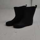 Petrass Women Rain Boots Black Waterproof Mid Calf Lightweight Cute Booties Fashion Out Work Comfortable Garden Shoes 8