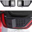 Rear Door Storage Pockets Side Insert Organizer Box Compatible with 2018-2024 2025 Jeep Wrangler JL 4 Door 4XE Gladiator JT Interior Accessories Cup Holder Expansion Tray 1Pair Metal Black Star