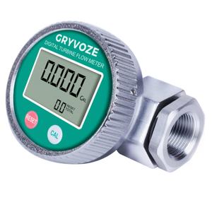 1 Inch Digital Water & Fuel Flow Meter with 3/4 Inch Adapters, EMI Protection, Waterproof, 2.4-26.4 GPM Inline NPT Thread Fuel Meter for Gasoline, Gas Oil, Water, and Other Liquids.