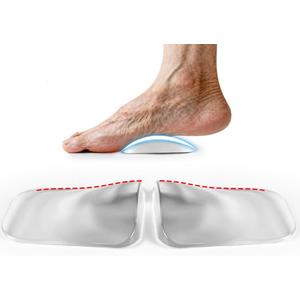 Arch Support Inserts for Flat Feet Women, Gel Arch Cushions for Plantar Fasciitis, Adhesive Arch Pads for Pressure Relief and Foot Pain, 2 Height Options (Clear, Low)