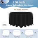 8 Pack Black Round Tablecloths 120 Inch Round Table Cloth, Wrinkle Resistant Washable Polyester Fabric Table Cloth Round Table Cover for Dining Banquet Wedding Party