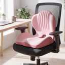 Memory Foam Seat Cushion with Lumbar Support, L-Shaped, Pink, Large