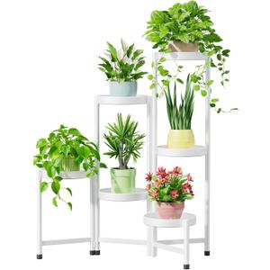 iDavosic.ly Plant Stand Indoor Outdoor, 6 Tier Corner Metal Flower Display Holder Shelf, Easy Assembly Folding Tall Orchid Rack for Patio Balcony Porch Garden Living Room House, White