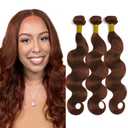 Auburn Human Hair Bundles Copper Body Wave Bundles Human Hair 22 24 26 Inch Color 33 Reddish Brown Bundle Unprocessed Brazilian Remy Hair Extensions Double Weft