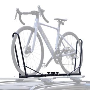 Terriplaze Roof Bike Rack Mount, Upright Rooftop Bike Rack with 2 Arms, Bike Roof Rack for Car SUV, 1-Bike Carrier for Removable Crossbars.