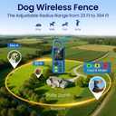 Wireless Dog Fence System, 5-in-1 Electric Fence for Dogs, Protection & Training, Fence Range up to 394 Ft, Training Distance up to 3300 Ft, with Remote