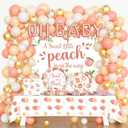 Costova Peach Baby Shower Decorations, A Sweet Little Peach Is on The Way Party Supplies, Peach Themed Backdrop Balloon Tablecloth Tableware with Plates Napkins Forks for Sweet as a Peach Girls