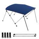 Bimini Boat Top Cover Sun Shade 3-4 Bow Boat Canopy Includes 4 Straps 2 Rear Support Poles Mounting Hardwares Storage Boot with 1" Aluminum Frame (Navy Blue, 3 Bow 6'L x 46" H x 73"-78" W)
