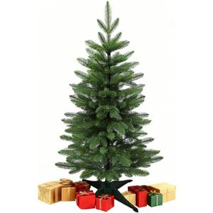 3FT Artificial Small Christmas Tree, Premium PE Tips, Easy Assembly Metal Hinges & Foldable Base, Mini Christmas Tree for Tabletop, Home, Office, Indoor and Outdoor Decor, Christmas Decoration