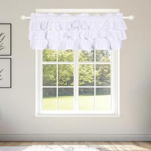 FUANGUI Ruffled Valance Curtain 42" W x 18" L Pleated Kitchen Valance, Linen Valances for Windows Farmhouse Light Filtering Half Window Valance Rod Pocket