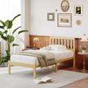 14 in High Solid Bamboo Wood Twin Bed Frame with Headboard, Platform Twin Size Bed Frame, Heavy Duty, No Box Spring Needed, Nosie Free