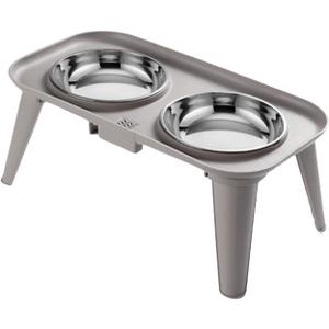 Elevated Pet Bowl, Stainless Steel Pet Feeding Bowls with Plastics Stand, Splash Proof Raised Dishes, for Food & Water, for Cats & Dogs, Kittens & Puppy
