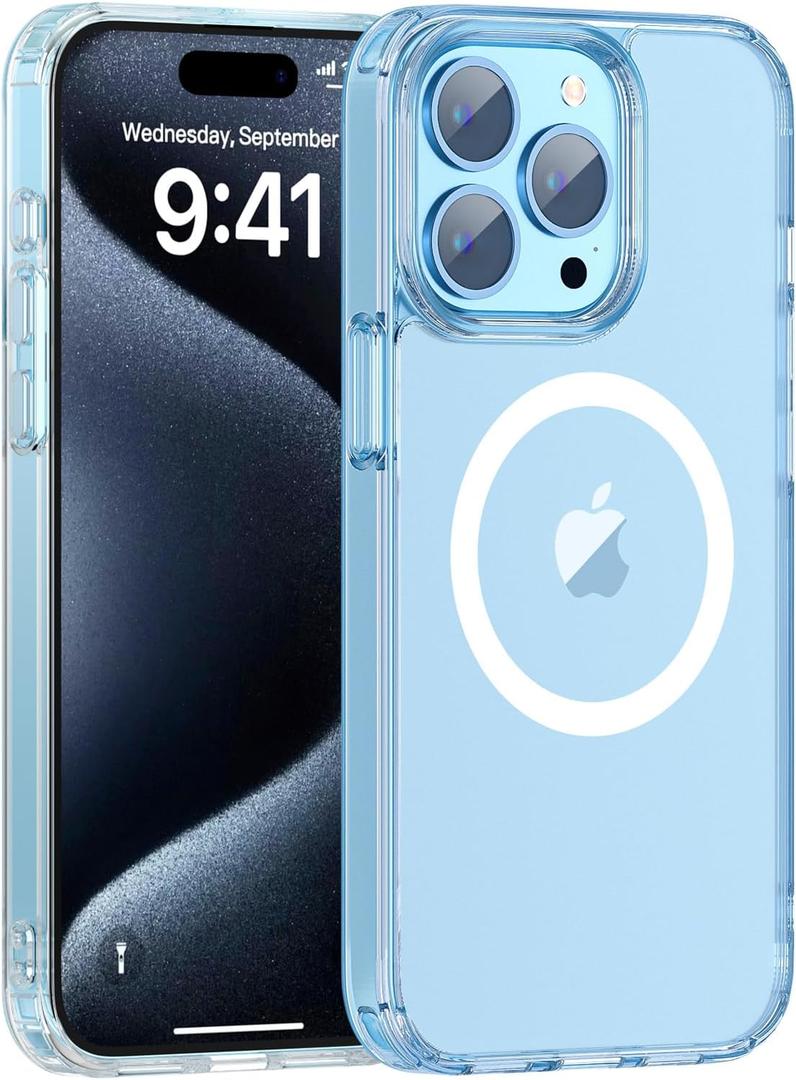 Magnetic for iPhone 15 Pro Max Case, [Crystal Clear Not Yellowing] [Compatible with Mag Safe] [Military Drop Protection] Non-Slip Shockproof Anti-Scratch Phone Case, Clear