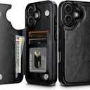 HianDier for iPhone 17 Case Wallet with Card Holder PU Leather for iPhone 17 Phone Case with Double Magnetic Closure Women Men Shockproof Protective Flip Cover (Black)