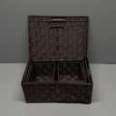 Storage Bins Baskets for Organizing with Lids, Storage Baskets for Shelves Stackable Woven Basket, Gift Small Basket Storage Cubes, Decorative Wicker Basket with Built-in Handles (5 Pack, Brown)