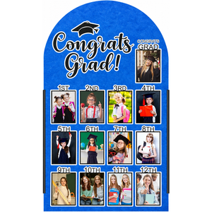 CroBlissful 27 x 16 Inch Graduation Photo Board Picture Frames Wall Decor Collage Display Green Felt Board for 4 x 3 Inch Photo DIY Picture Holder 2026 Graduation Party Decorations Blue