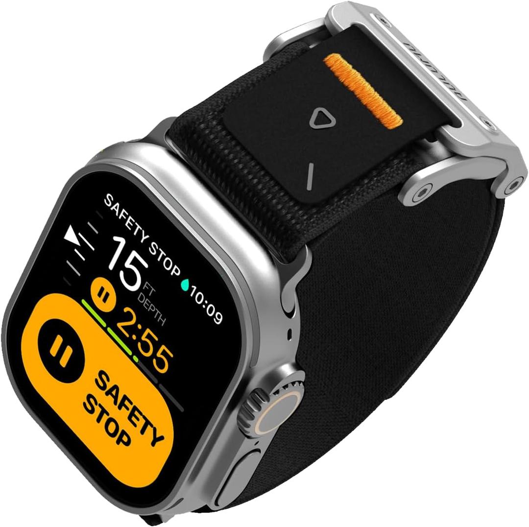 Aulumu A11 Mag Buckle Slim Band Designed for Apple Watch Band | for Apple Watch Ultra 2/Apple Watch Ultra 49mm, Series 10/9/8/SE2/7/6/SE/5/4 46mm/45mm/44mm | Stainless Steel Magnetic Clasp Band (Silver Black)