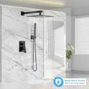 FPXRNG Black Shower Faucet Set, Rainfall Shower System with Square Shower Head and Handle Set, Wall Mounted Shower Fixtures, Full Metal Trim Repair Kit 10 inch Matte Black (With Shower Valve)