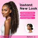 REECHO Ponytail Extension - 26" Long Curly 2-in-1 Claw Clip & Drawstring Ponytail Hair Extensions 100% Super Protein Pony Tail Hairpieces for Women - Natural Blonde