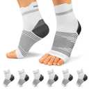 6 Pairs Plantar Fasciitis Socks for Men & Women, Ankle Brace Compression Socks with Arch Support for Achilles Tendonitis, Heel Pain, Swelling & Arthritis Relief, White, Medium