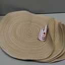 SHACOS Round Placemats Set of 6 Cotton Polyester Braided Place Mats 15 inch Heat Resistant Washable Table Mats for Kitchen Dining Party Natural Table Decor (Beige, 6)