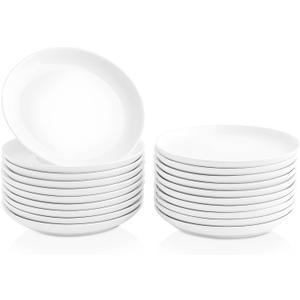 20 Piece Ceramic Appetizer Plates, 5.6 Inch Small Dessert Plates Set, White Round Plates for Bread, Butter, Snack, Lightweight Dinnerware Saucer Sets - Ivory, Oven, Microwave & Dishwasher Safe 20 Piece Ceramic Appetizer Plates, 5.6 Inch Small Dessert Plates Set, White Round Plates for Bread, Butter, Snack, Lightweight Dinnerware Saucer Sets - Ivory, Oven, Microwave & Dishwasher Safe