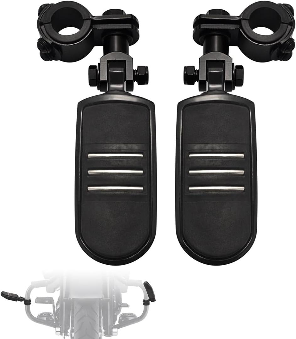 FOVPLUE 1",1.25"Highway Footpegs, Adjustable Highway Peg w/ 3-Piece Clamp for Harley Touring Softail Dyna Sportster models w/25mm-32mm Engine Guard/Tubing,BLACK#3