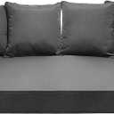Twin Outdoor Mattress Package,Porch Swing Bed Cushion Set Include 1 Mattress Cover,4 Pillow & 2 Bolster(Filled),Patio Hanging Daybed Indoor Cushion Set (Dark Grey, 75 * 39 * 8inch)