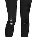 Hybrid & Company Womens Classic Denim Mid Rise Skinny Jeans Super Stretch Pants (5, Ripped Pants-black)