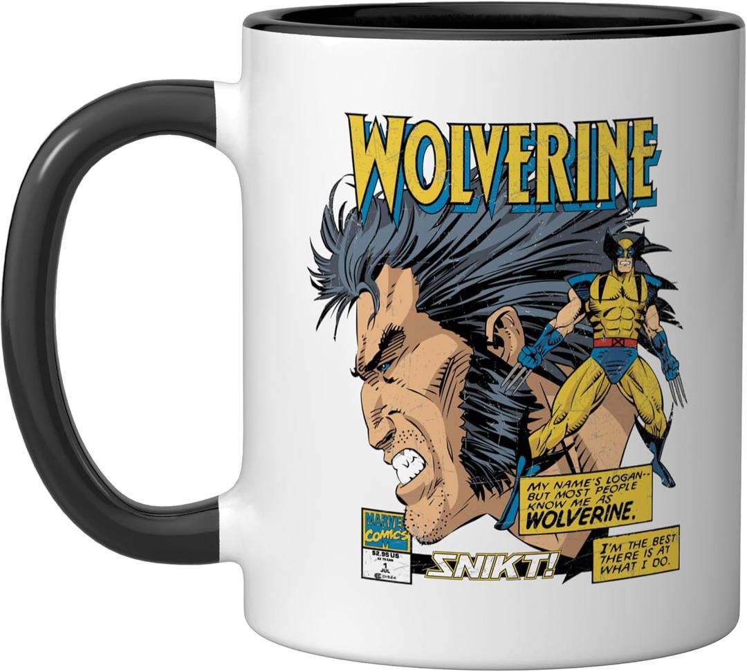 Marvel Comics Wolverine Classic Logan Retro Ceramic Mug, Black/White (11 Ounces)