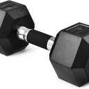 Yes4All Rubber Grip Encased Hex Dumbbell  Hand Weights With Anti-Slip 5-50 LBS Single