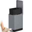 12L/3.1 Gal Slim Step Garbage Can,Narrow Rectangle Garbage Container Bin,Small Bathroom Trash Can with Lid Soft CloseFoot Pedal Garbage Can for Bathroom,Bedroom,Office (12l-Gery)