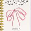 Chirstian Bible Verse Journaling Notebooks, Coquette Pink Bows Spiral Notebook, Christian James 1:17 Notebook Journal, Pink Office Supplies, Hardcover Spiral Lined Notebook 5.5 x 8.3