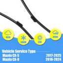 Gavimnal 24"+18"+14" Silicone Wiper Blades Replacement For Mazda CX-5 2017-2025,Mazda CX-9 2016-2024,All-Season Front Rear Windshield Wiper Blades(Set of 3)