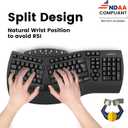 Perixx Periboard-612B Wireless Ergonomic Split Keyboard with Dual Mode 2.4G and Bluetooth Feature, Compatible with Windows 11 and Mac OS X System, Black, US English Layout