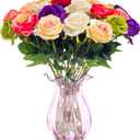 JINEN Artificial Flower Roses, 12PCS Real Touch Fake Flowers with Stems, Flannel Roses for Christmas Home Wedding Bathroom Kitchen Decorations(Mix Color)