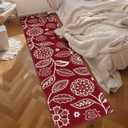 2x8 Washable Christmas Runner Rug with Non Slip Backing, Absorbent & Dirt-Trapping, Red and White High-Low Textured Floral Hallway Carpet for Kitchens, Laundry Rooms, Bathrooms, Entryways