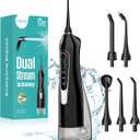 COSLUS ADA Accepted Water Dental Flosser Teeth Pick C20: Portable Cordless Oral Irrigator 300ML Rechargeable Travel Irrigation Cleaner IPX7 Waterproof Electric Flossing Machine, Professional Set Black
