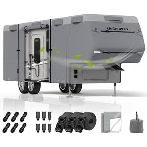 5th Wheel RV Cover Fits 37ft-40ft Motorhome, Upgraded 9 Layers Top Anti-UV Waterproof Breathable Camper Covers Travel Trailer Motorhome with Extra Windproof Straps