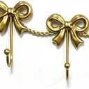 Gold Bow Hooks for Girls - Cute Triple Bow Wall Hooks for Nursery, Bedroom & Bathroom - Metal 4-Hook Coquette Room Decor for Hanging Towels, Bags, Robes & Jewelry - Perfect for Girly (Gold-4 Hooks)